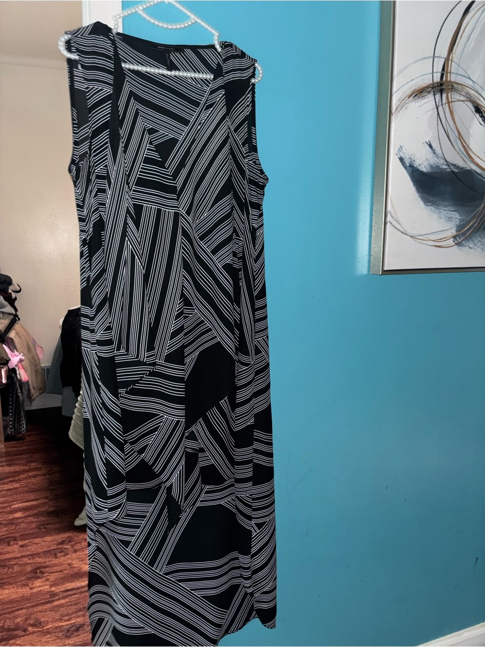 BCBGMaxAzria Black and White Geometric Sleeveless Dress